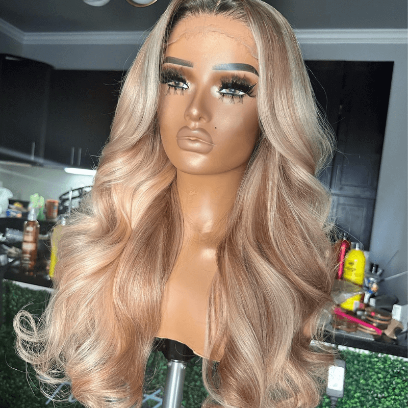 SZC Balayage Honey Blonde Light Brown Body Wave Virgin Human Hair Wigs