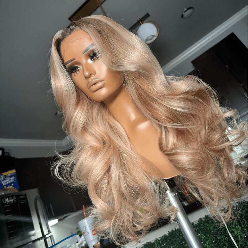 SZC Balayage Honey Blonde Light Brown Body Wave Virgin Human Hair Wigs