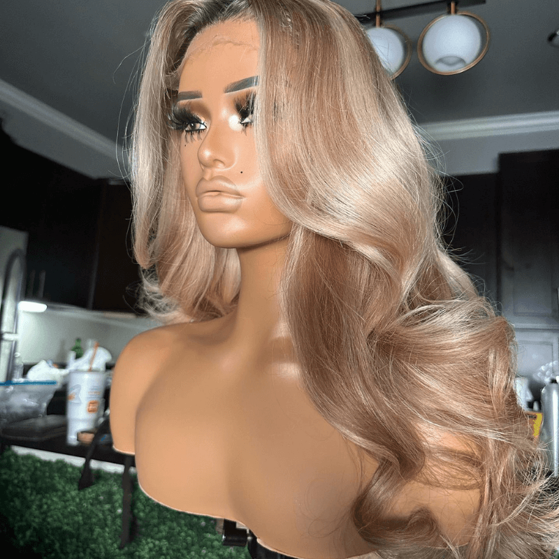SZC Balayage Honey Blonde Light Brown Body Wave Virgin Human Hair Wigs