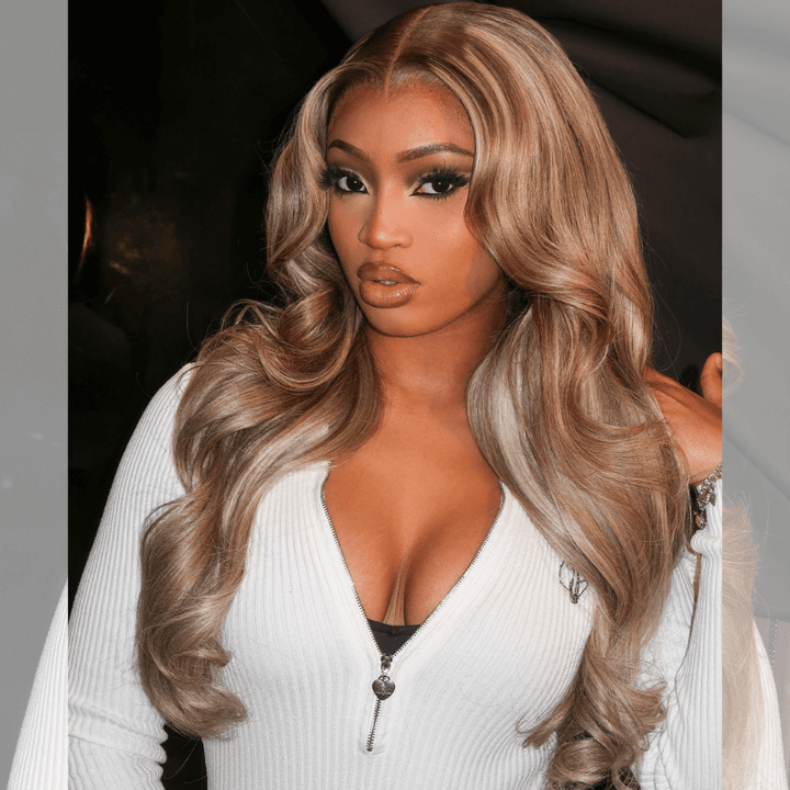SZC Balayage Strawberry Blonde Brown 13x4 HD Lace Front Human Hair Wig