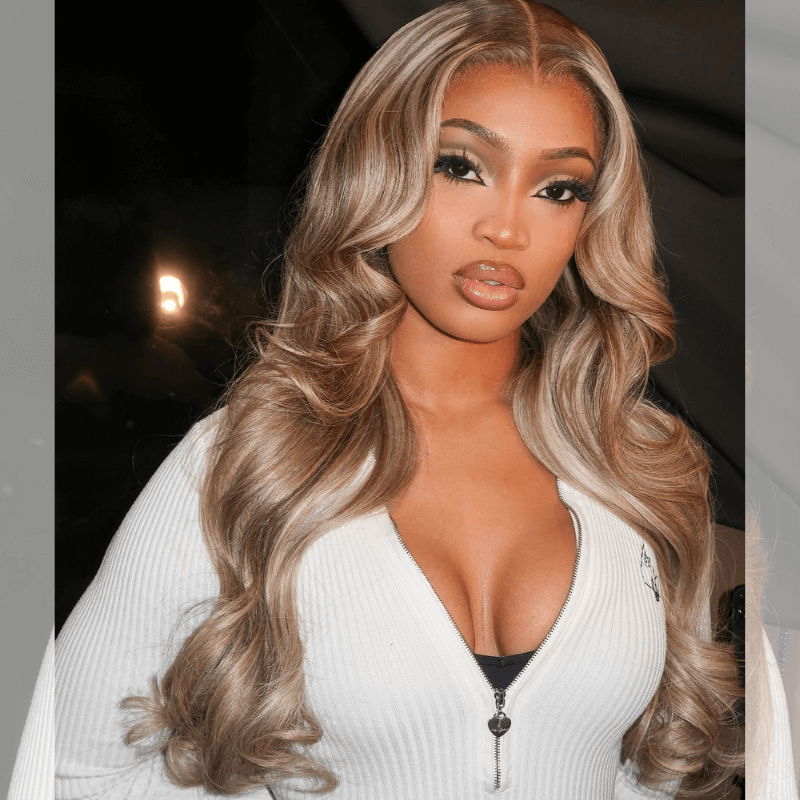 SZC Balayage Strawberry Blonde Brown 13x4 HD Lace Front Human Hair Wig