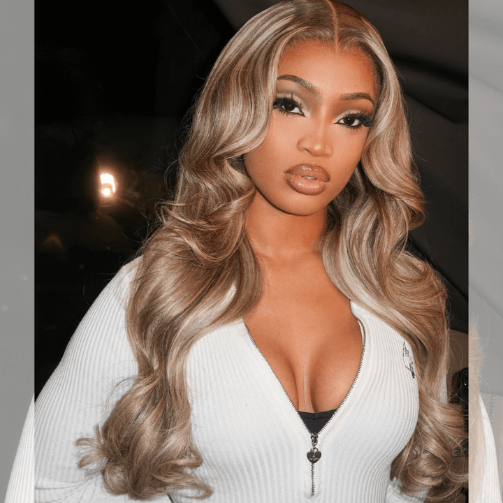 SZC Balayage Strawberry Blonde Brown 13x4 HD Lace Front Human Hair Wig