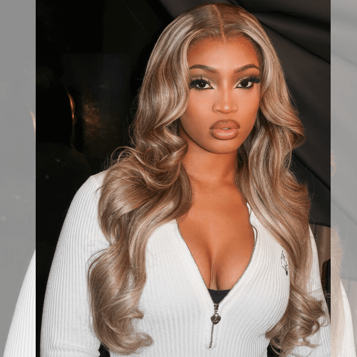 SZC Balayage Strawberry Blonde Brown 13x4 HD Lace Front Human Hair Wig