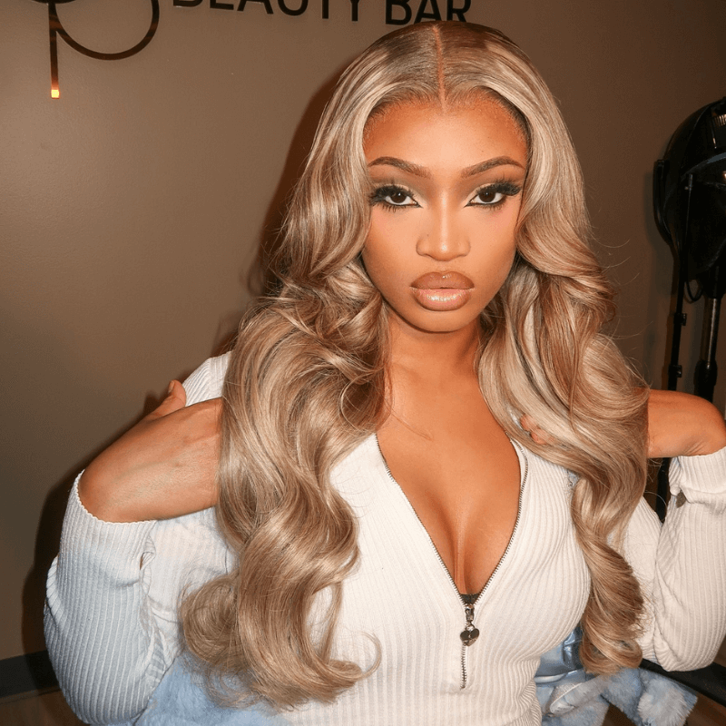 SZC Balayage Strawberry Blonde Brown 13x4 HD Lace Front Human Hair Wig