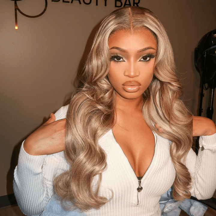 SZC Balayage Strawberry Blonde Brown 13x4 HD Lace Front Human Hair Wig