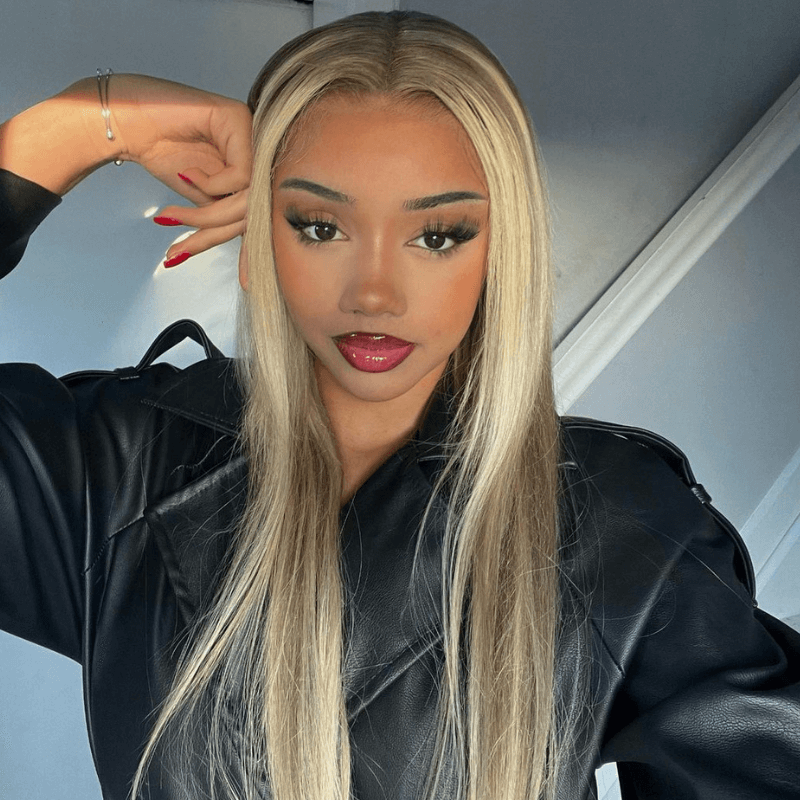 SZC Blonde Light Brown Highlights 13x4 HD Lace Front Human Hair Wigs