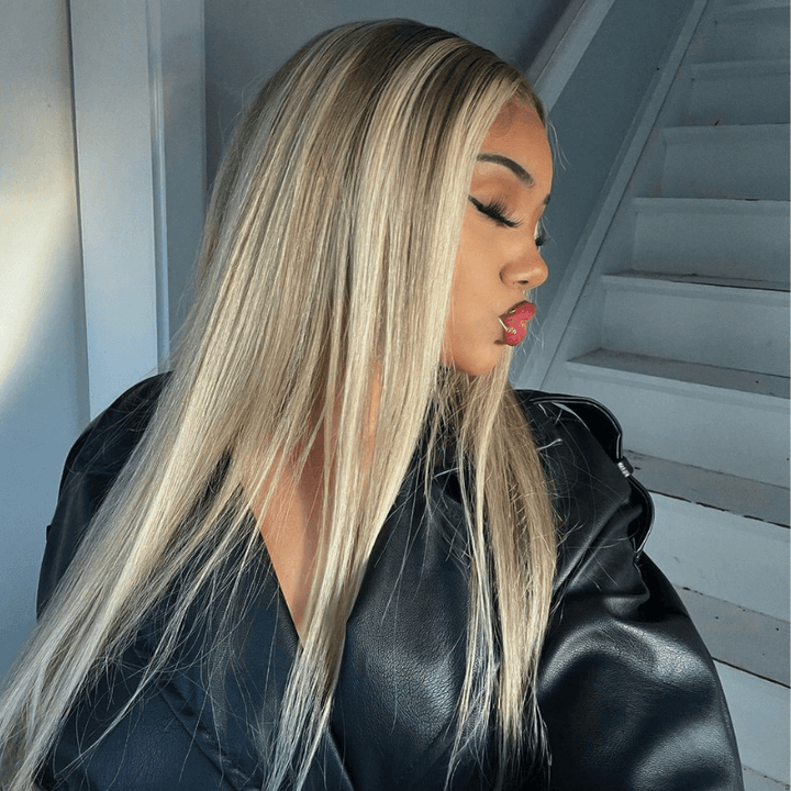 SZC Blonde Light Brown Highlights 13x4 HD Lace Front Human Hair Wigs