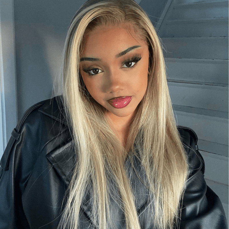SZC Blonde Light Brown Highlights 13x4 HD Lace Front Human Hair Wigs