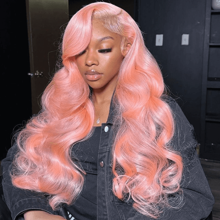 SZC Body Wave Pink Colored 13x4 HD Lace Front Virgin Human Hair Wigs