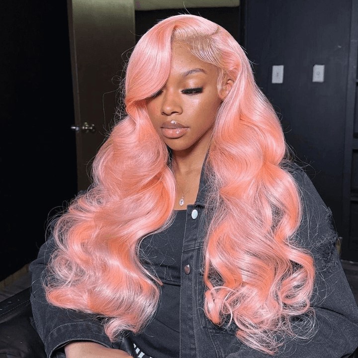 SZC Body Wave Pink Colored 13x4 HD Lace Front Virgin Human Hair Wigs