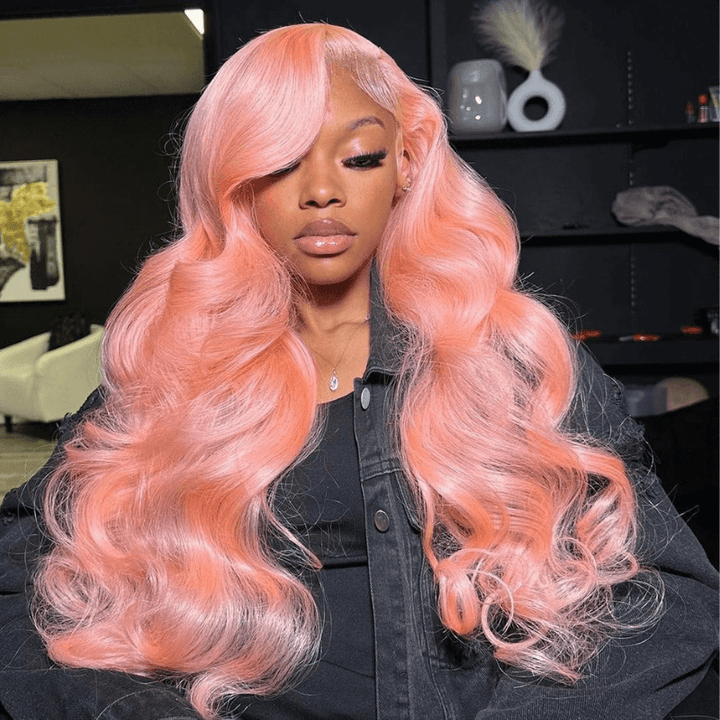 SZC Body Wave Pink Colored 13x4 HD Lace Front Virgin Human Hair Wigs