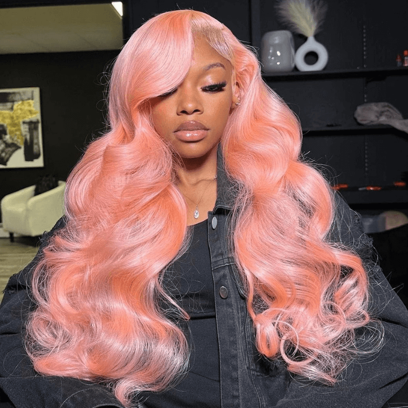 SZC Body Wave Pink Colored 13x4 HD Lace Front Virgin Human Hair Wigs