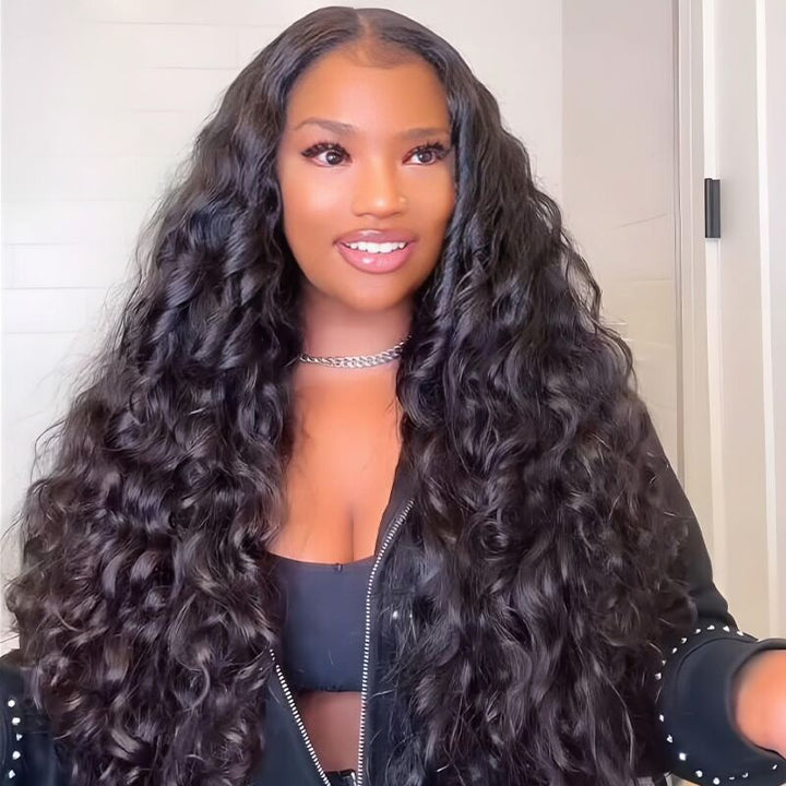 SZC Bohemian Crimped Loose Curl 13x4 Transparent Lace Front Human Hair Wigs