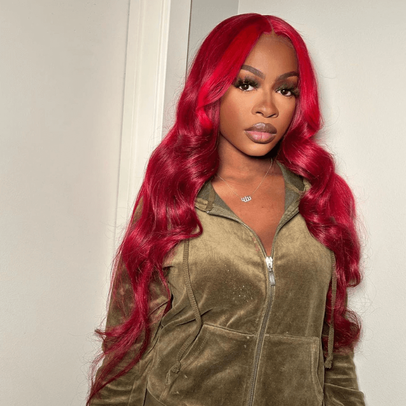 SZC Burgundy 99J Red Body Wave 13X4 Lace Front Virgin Human Hair Wigs