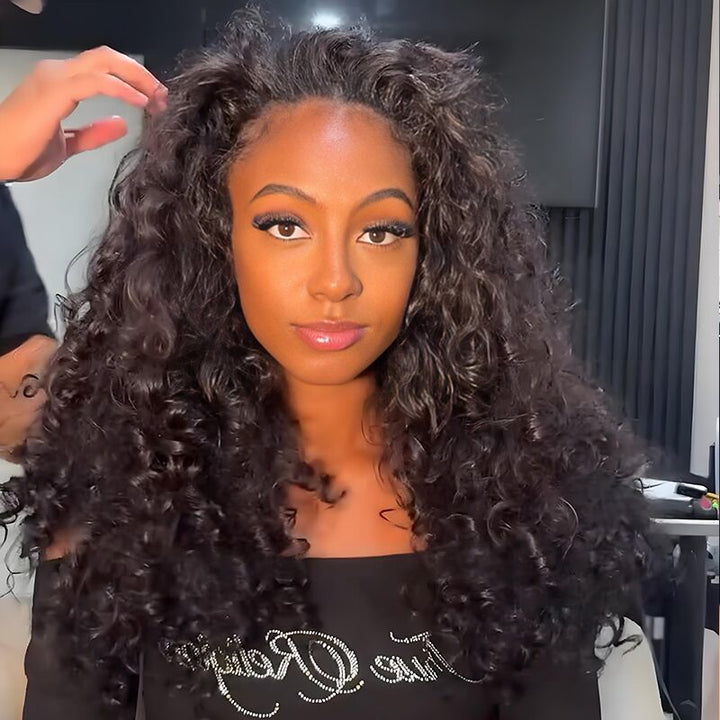 SZC Crimped Loose Curl 13x4 Lace Front Body Wave Human Hair Wigs