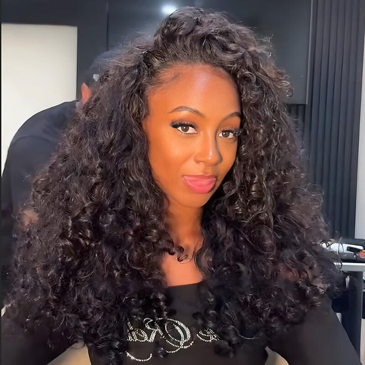 SZC Crimped Loose Curl 13x4 Lace Front Body Wave Human Hair Wigs
