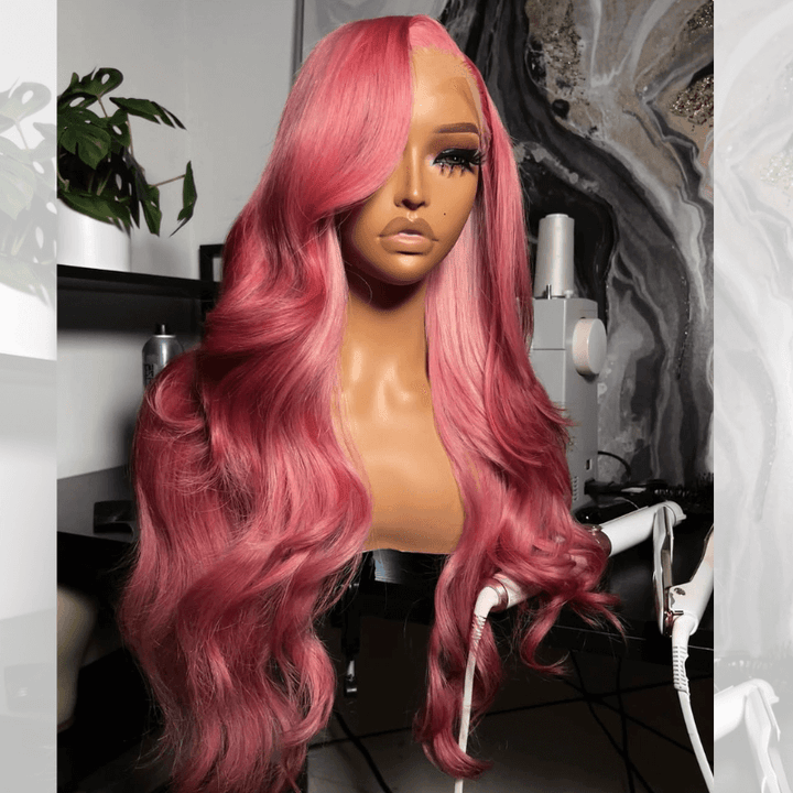 SZC Deep Pinkish Purple Body Wave 13X4 HD Lace Front Body Wave Hair Wig