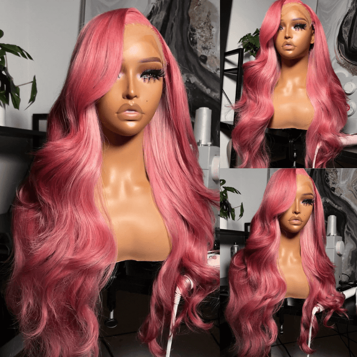 SZC Deep Pinkish Purple Body Wave 13X4 HD Lace Front Body Wave Hair Wig