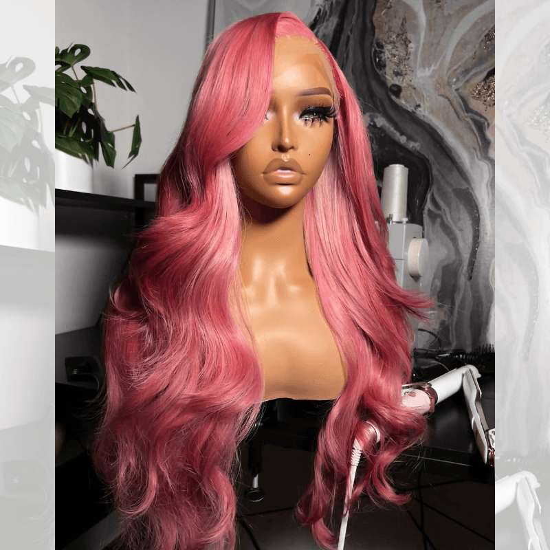 SZC Deep Pinkish Purple Body Wave 13X4 HD Lace Front Body Wave Hair Wig