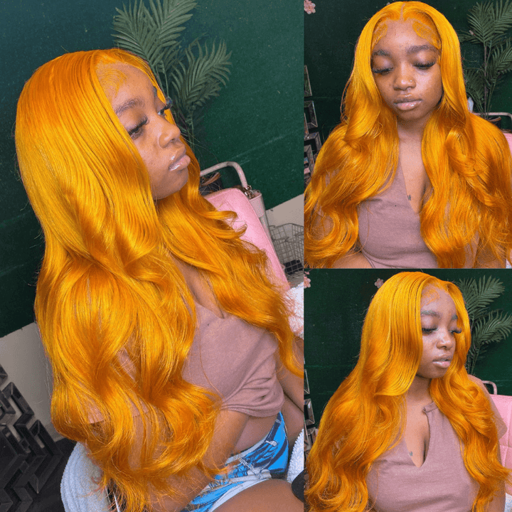 SZC Ginger Orange Body Wave 13x4 HD Lace Front Virgin Human Hair Wigs