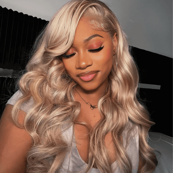 SZC Honey Blonde Light Brown Body Wave 13X4 Lace Front Human Hair Wigs