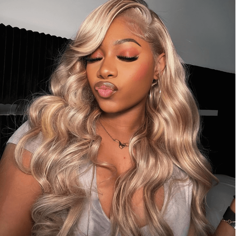SZC Honey Blonde Light Brown Body Wave 13X4 Lace Front Human Hair Wigs