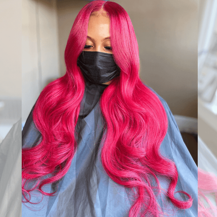 SZC Hot Pink Body Wave 13x4 HD Lace Frontal Virgin Human Hair Wigs