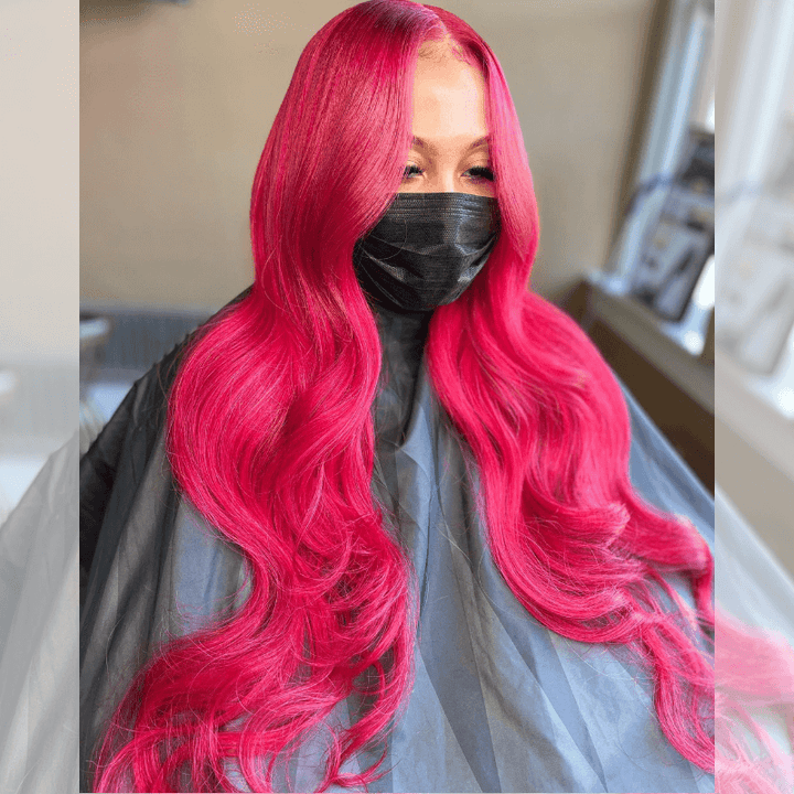 SZC Hot Pink Body Wave 13x4 HD Lace Frontal Virgin Human Hair Wigs