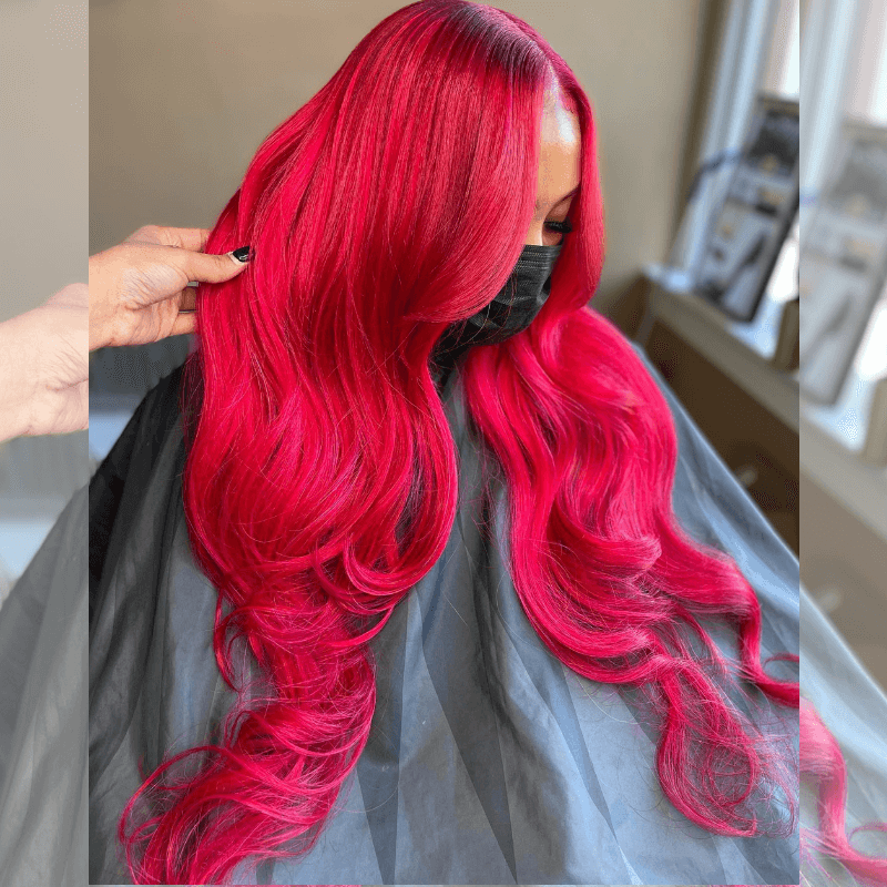 SZC Hot Pink Body Wave 13x4 HD Lace Frontal Virgin Human Hair Wigs