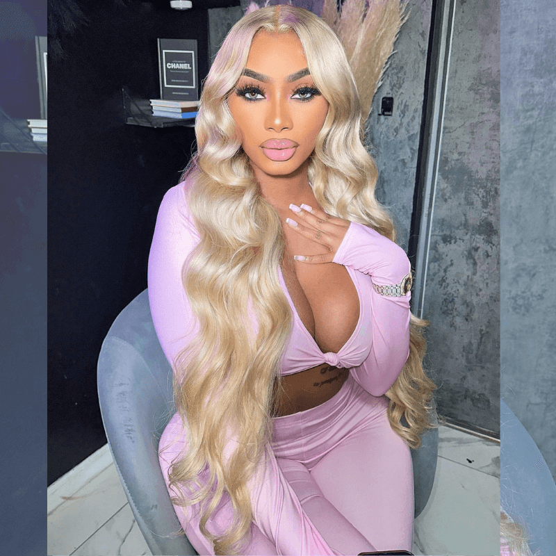 SZC Long 613 Blonde Body Wave 200 Density Lace Front Human Hair Wig