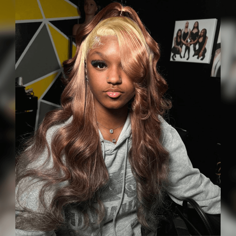 SZC Ombre 613 Blonde Chocolate Brown 200 Density Chocolate Brown Hair Wigs