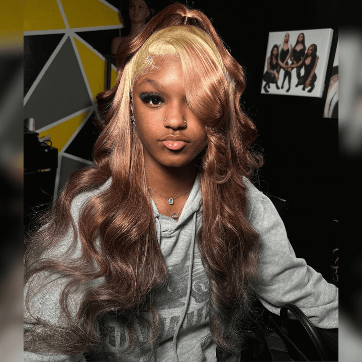SZC Ombre 613 Blonde Chocolate Brown 200 Density Chocolate Brown Hair Wigs