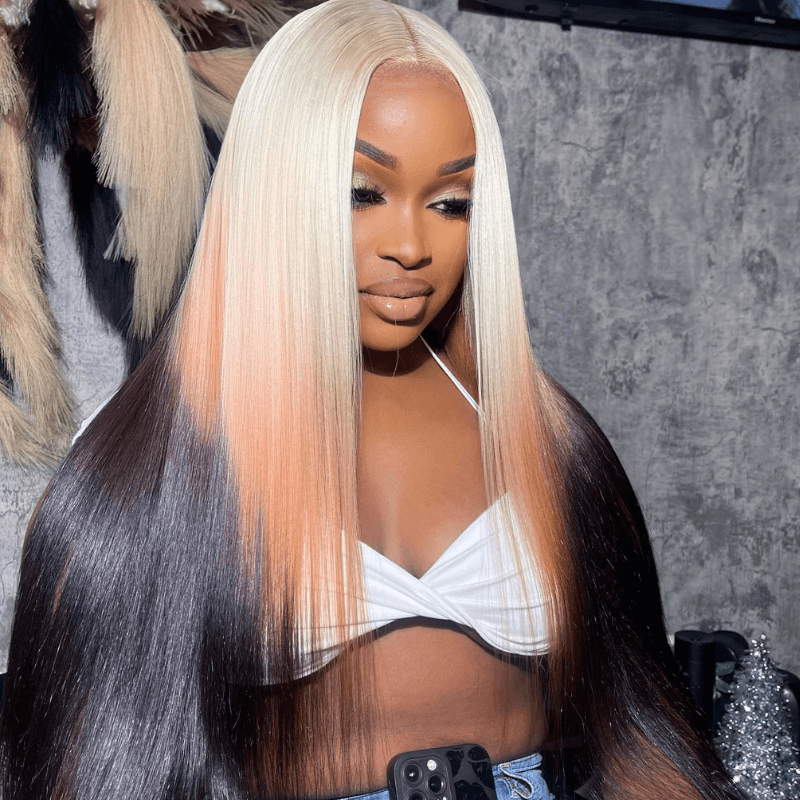 SZC Ombre Blonde Ginger Brown Black Straight Body Wave Human Hair Wigs