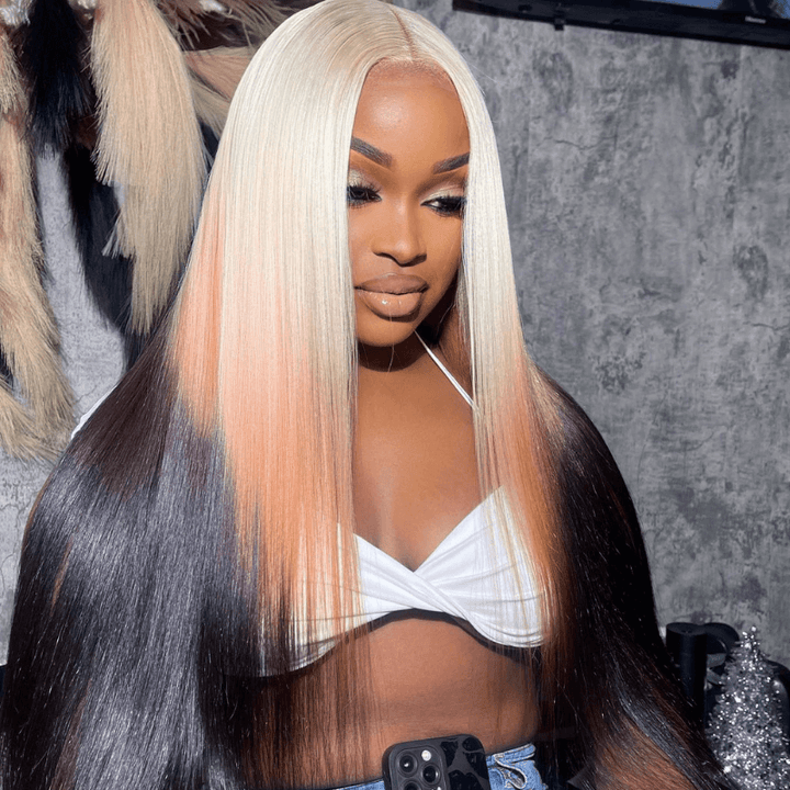 SZC Ombre Blonde Ginger Brown Black Straight Body Wave Human Hair Wigs