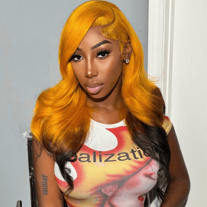 SZC Ombre Ginger Brown Black 13x4 Lace Front Body Wave Human Hair Wigs