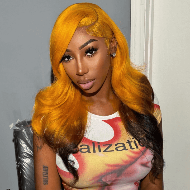 SZC Ombre Ginger Brown Black 13x4 Lace Front Body Wave Human Hair Wigs