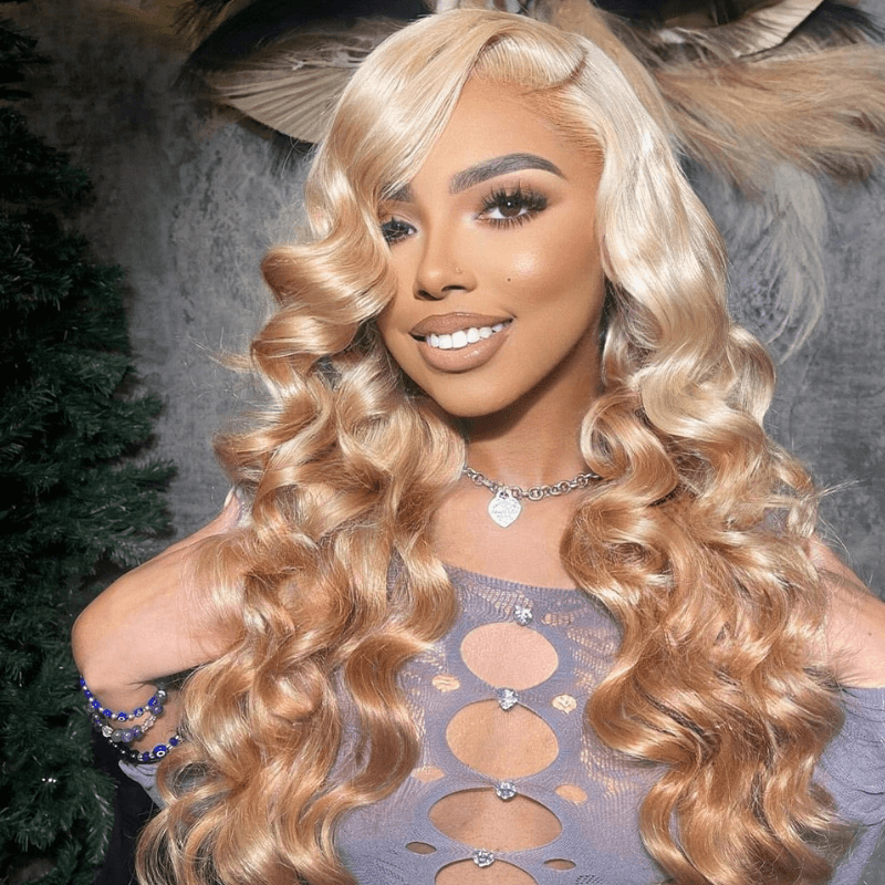 SZC Ombre Platinum Blonde Light Brown 13x4 HD Lace Front Human Hair Wigs