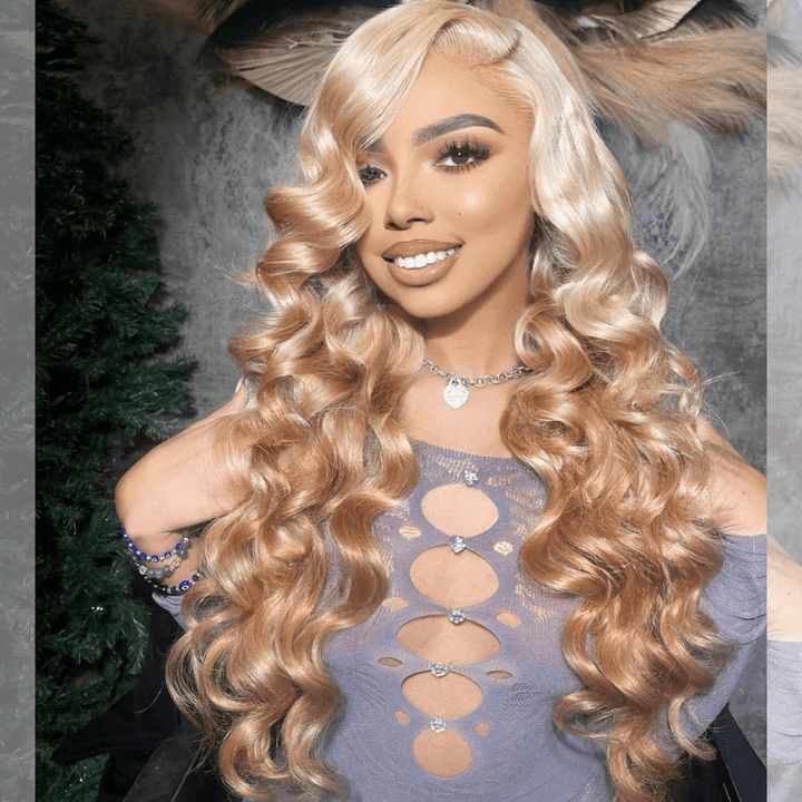 SZC Ombre Platinum Blonde Light Brown 13x4 HD Lace Front Human Hair Wigs
