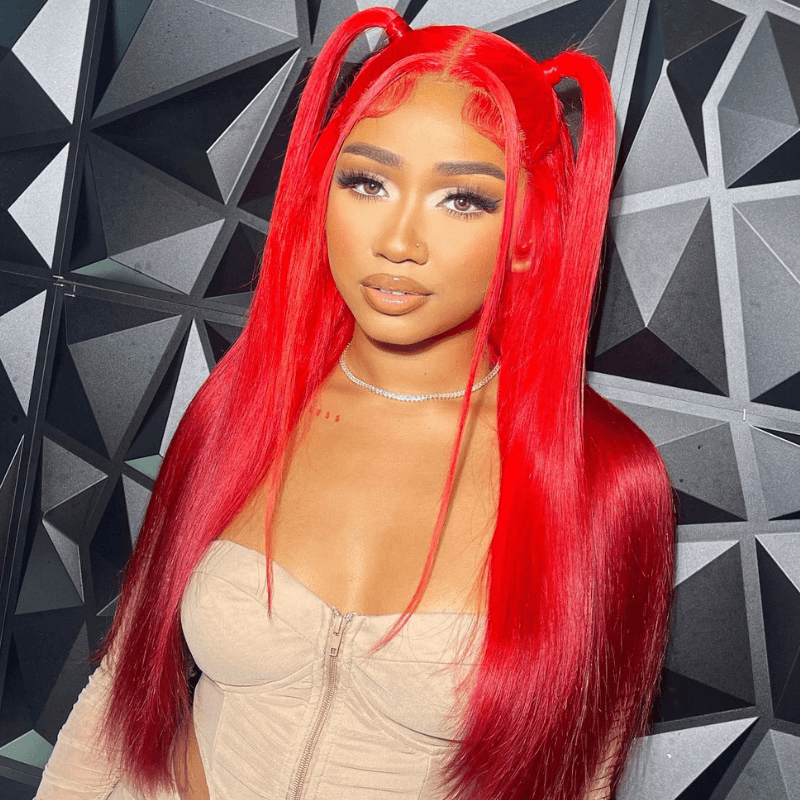 SZC Ombre Red 99J Burgundy Color Lace Front Straight Human Hair Weave Wig