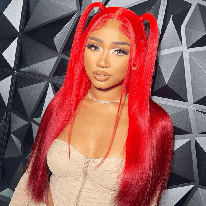 SZC Ombre Red 99J Burgundy Color Lace Front Straight Human Hair Weave Wig