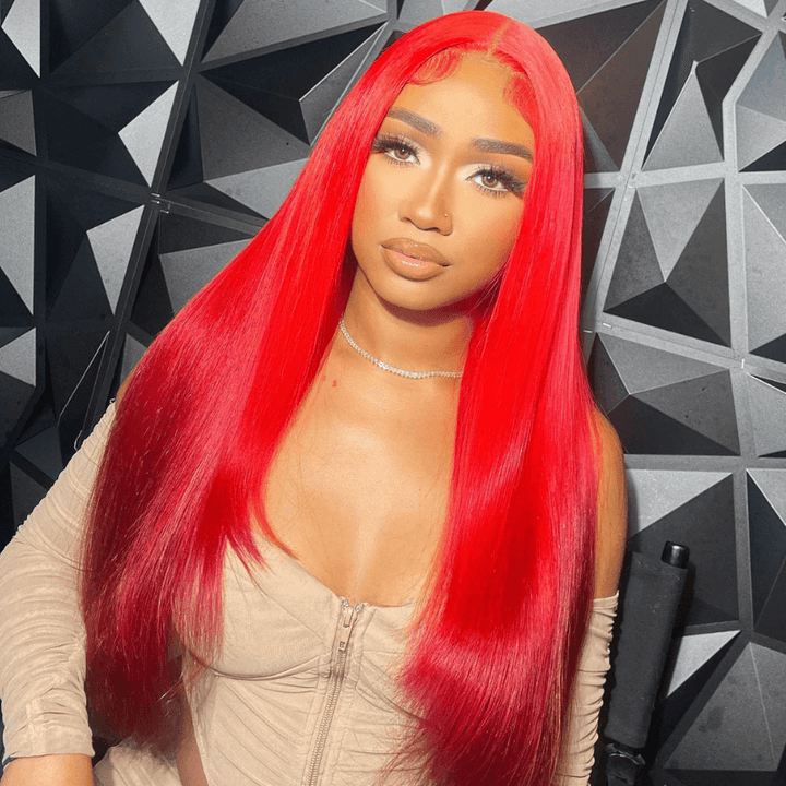 SZC Ombre Red 99J Burgundy Color Lace Front Straight Human Hair Weave Wig