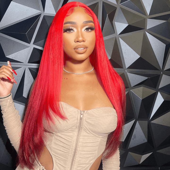 SZC Ombre Red 99J Burgundy Color Lace Front Straight Human Hair Weave Wig