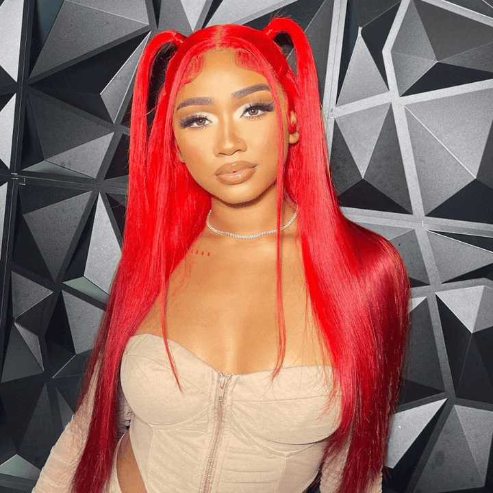 SZC Ombre Red 99J Burgundy Color Lace Front Straight Human Hair Weave Wig