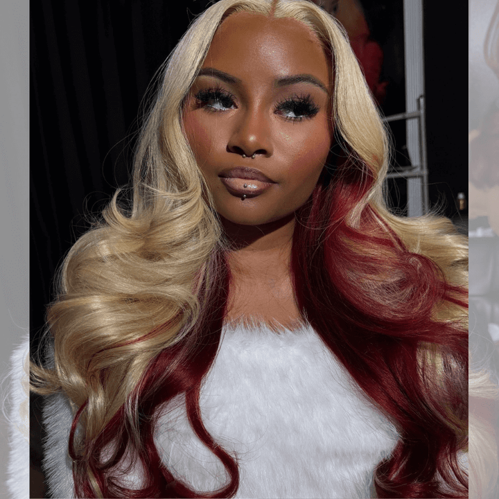 SZC Peekaboo Blonde 99J Red 200 Density 13x4 Lace Front Virgin Hair Wigs