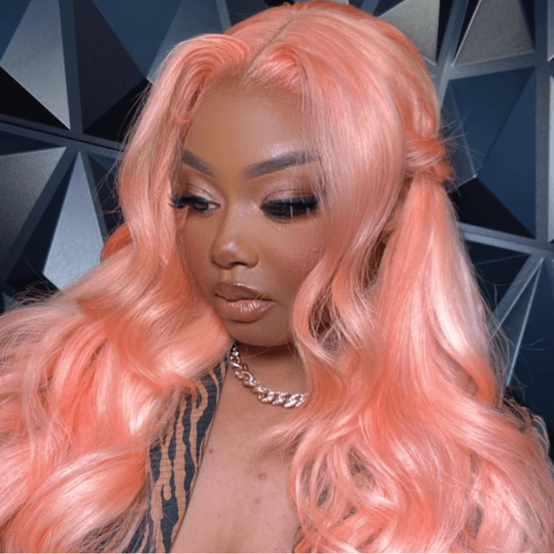 SZC Pink Color Body Wave 13x4 Transparent Lace Front Vrgin Human Hair Wig