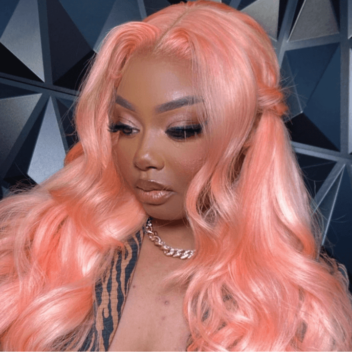 SZC Pink Color Body Wave 13x4 Transparent Lace Front Vrgin Human Hair Wig