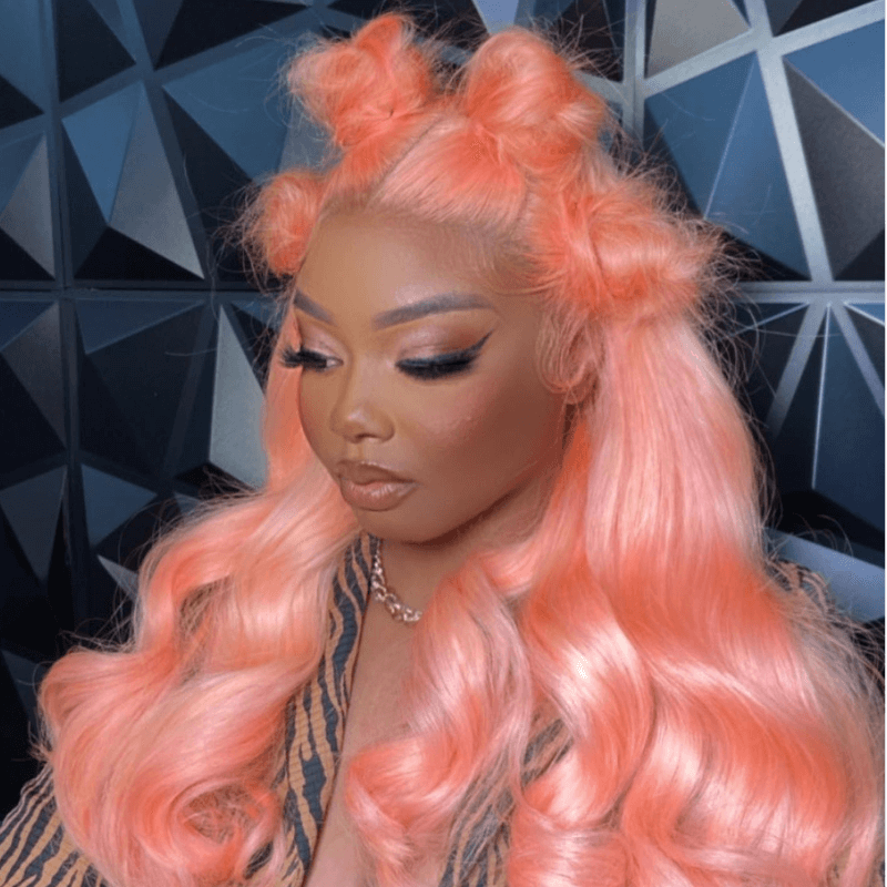 SZC Pink Color Body Wave 13x4 Transparent Lace Front Vrgin Human Hair Wig