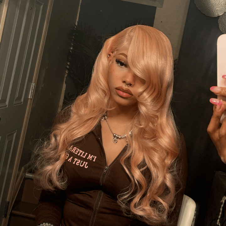 SZC Pinkish Gold Blonde Body Wave 13x4 Lace Front Virgin Human Hair Wigs