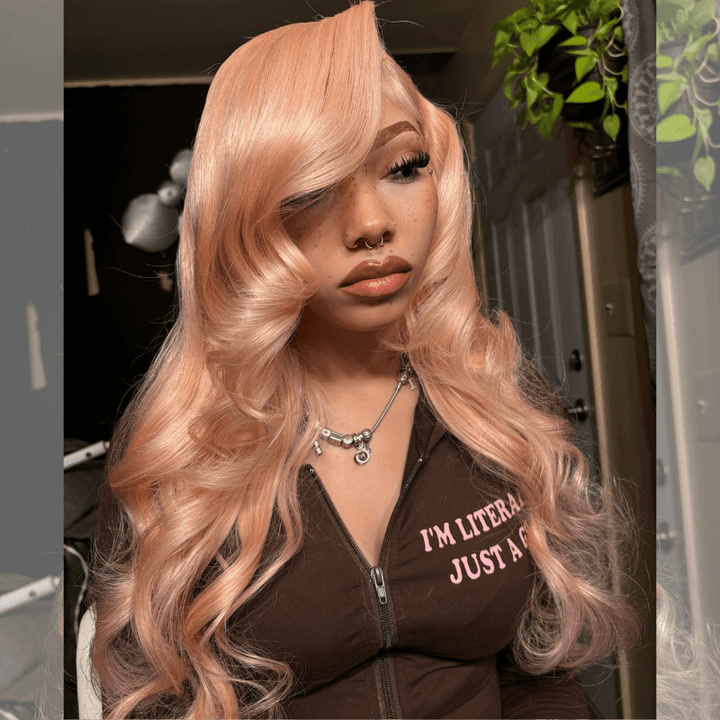 SZC Pinkish Gold Blonde Body Wave 13x4 Lace Front Virgin Human Hair Wigs