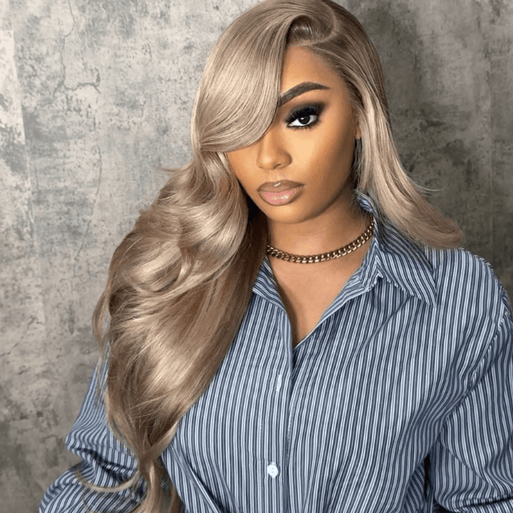 SZC Platinum Ash Blonde 200 Density 13X4 Lace Front Virgin Human Hair Wigs